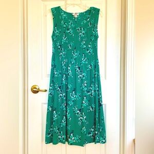 Croft & Barrow Green Floral Midi Dress